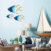 3ks/Sada Dřevěná Ryba Nástěnná Dekorace Škola Ryb Pláž Jezerní Dům Koupelna Nástěnné Umění Námořní Pobřežní Oceánské Téma Závěsná Ozdoba