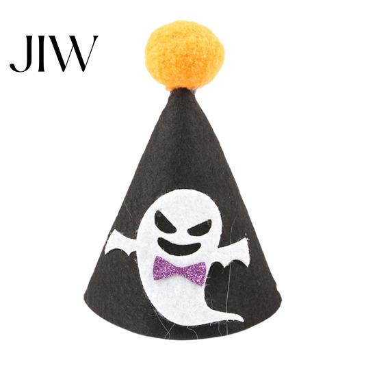 Cute Pet Party Hat Halloween Pointed Hat, Ghost Witch Pumpkin Cat Pom-pom Costume for Cats And Small Dogs Holiday Accessory Photo