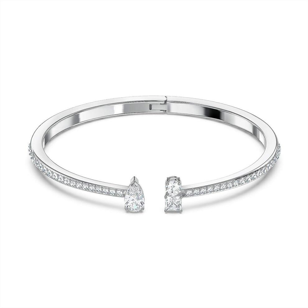 Bebetter Attract Cuff Bracelet Jewelry Collection, Rhodium Tone Finish, Clear Crystals