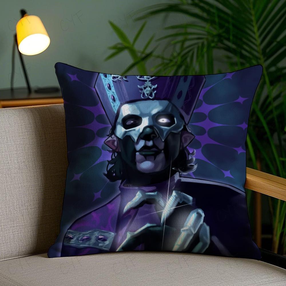 Rock G-Ghost Heavy Metal Band Pillow Case Anti-dustmite Pillowcase Invisible zipper silky short plush Sofa cushion cover