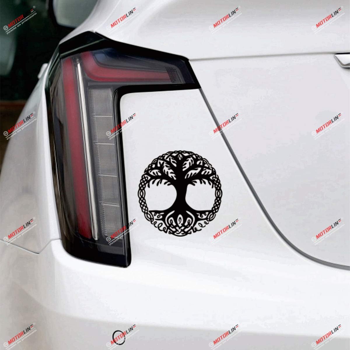 5   Black Yggdrasil Tree of Life Decal Sticker Viking Odin Norse Norway Norwegian Roundel
