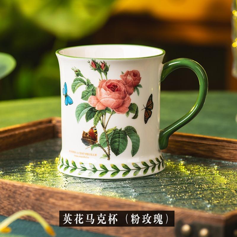 Pastoral Ceramic Coffee Cup Hand Painted Floral Teacup Creative High Temperature Resistant Household Office Breakfast Milk Cup