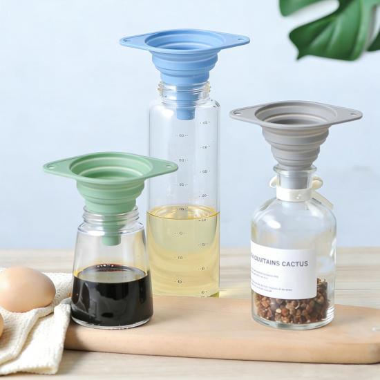 Kitchen Funnel Set 3 Pack, Collapsible Silicone Funnel for Kitchen Use, Small Funnels for Filling Bottle, Transfer Liquid, Oil and Powder, Food Grade