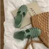 Fashion Retro Woven Roman Sandals Women's Summer Korean Sle Fairy Wind Flat Bot Jelly Oes Beach Oes Breathable Open Toe