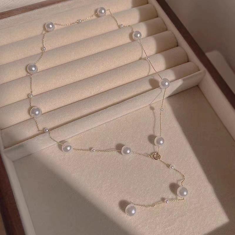 Long pearl necklace women's fragrance soft niche high-end design sense new stacked wear versatile collarbone chain accessories personality
