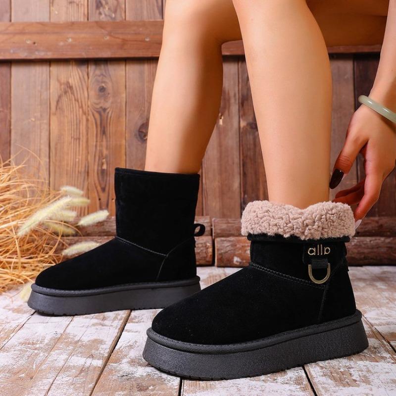 New fur integrated thick-soled snow boots women's winter velvet thickened bread large cotton shoes