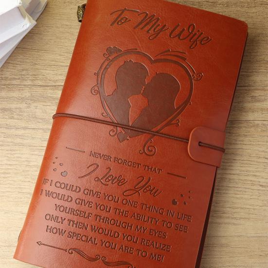 Journal Notebook Loose-Leaf Refillable Faux Leather Cover with Elastic Strap