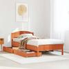 Vidaxl Bed Frame Without Mattress, Waxed Brown, 100X200 Cm, Solid Pine
