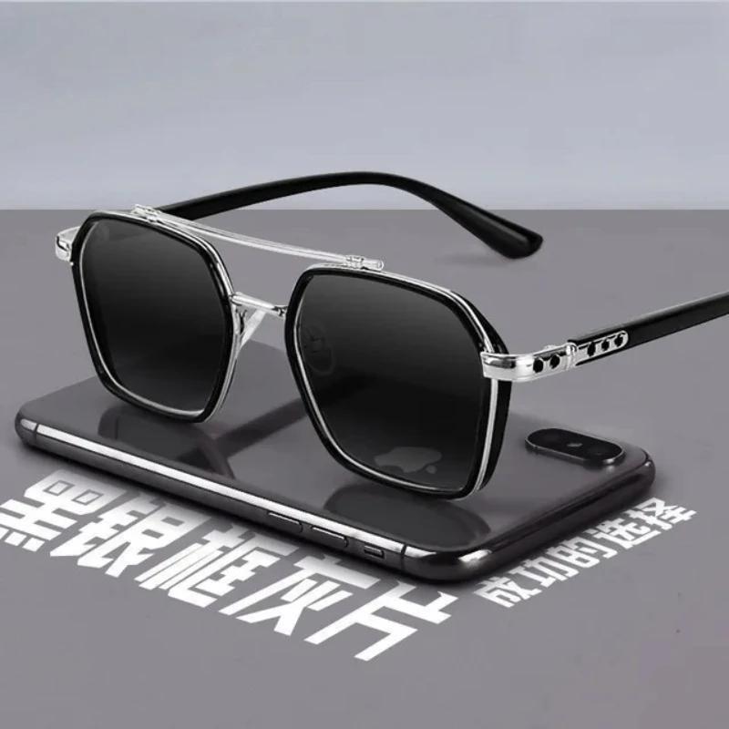 Trendy Sunglasses For Men Double Beam Driver Sun Glasses Male Fashion Vintage Eyewear Uv400 New Protection Shades