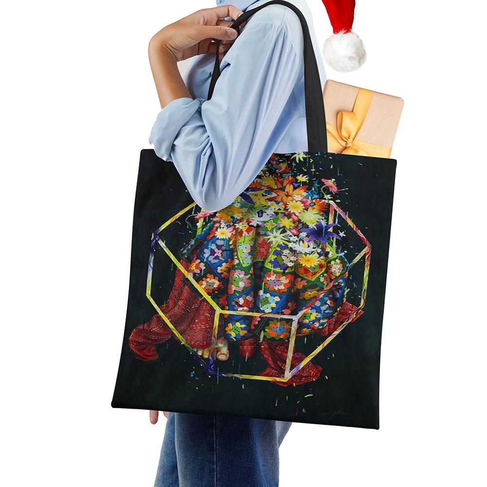 Painted Abstract Print Casual Shoulder Bag Women Shopping Reusable Tote Bag 2022 Harajuku Canvas Travel School Beach Handbag