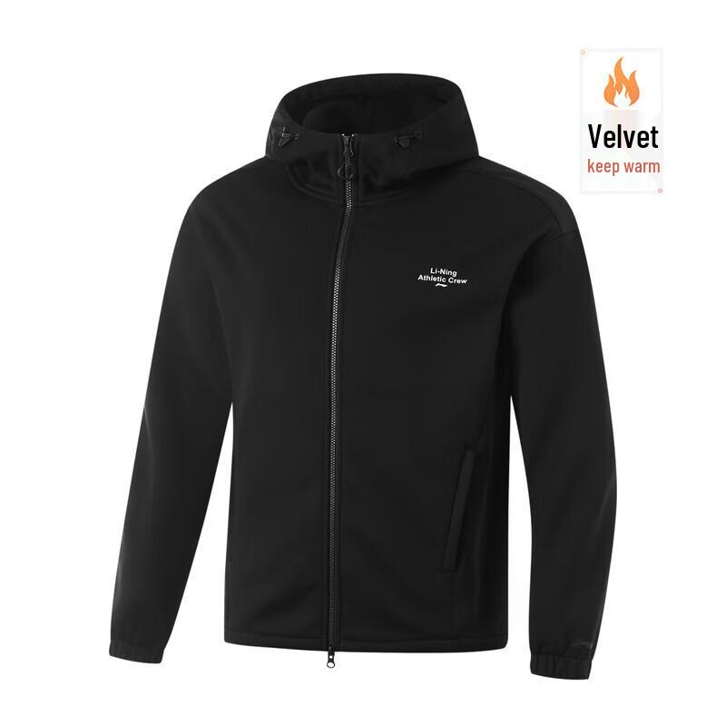 Li-Ning Men's Fleece-Lined Hooded Zip-Up Jacket
