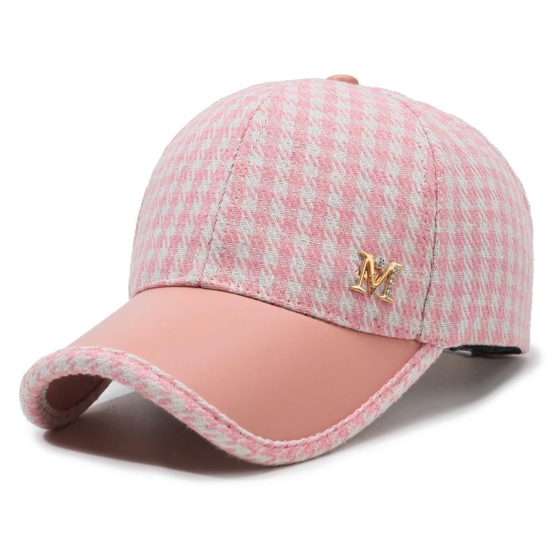 Spring Summer Houndstooth Baseball Cap Women Ponytail Cap Empty Top Hat