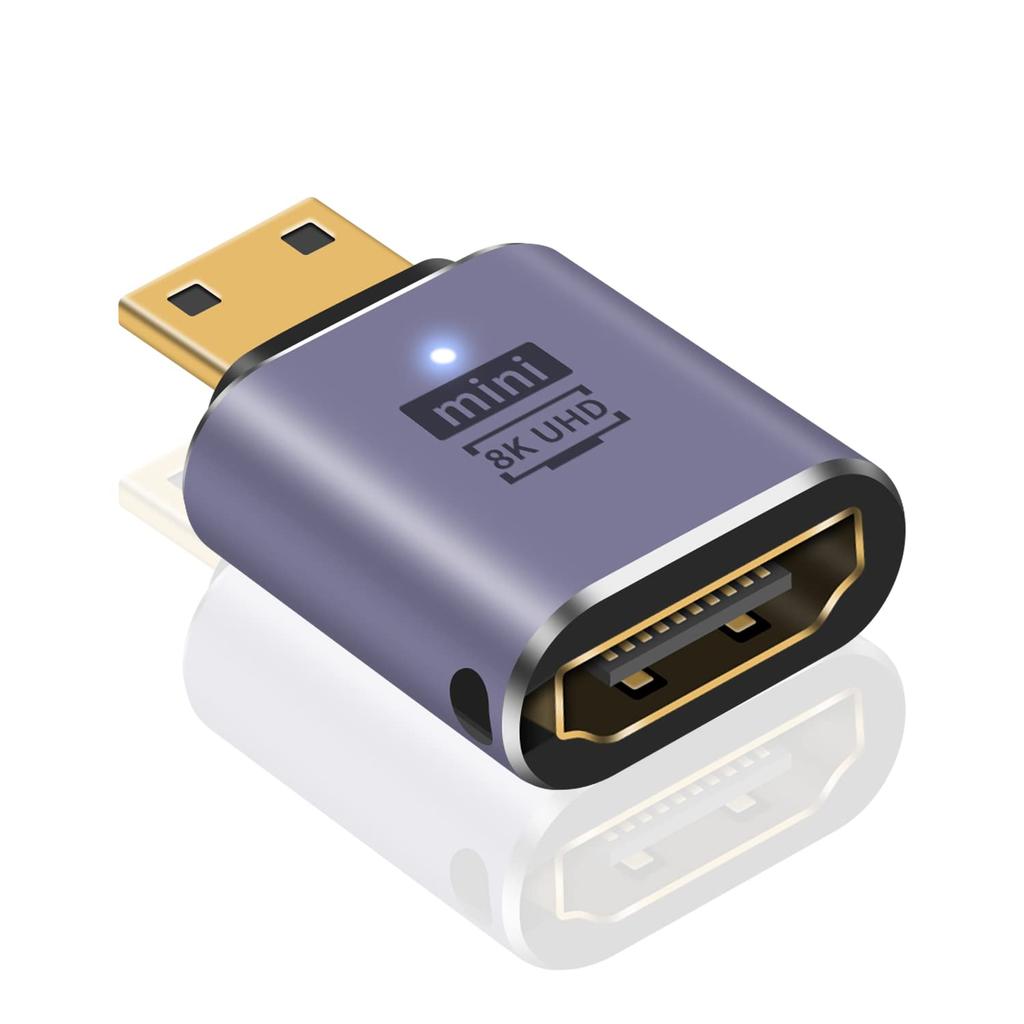 Poyiccot Mini HDMI do HDMI Adapter Konwersyjny 48Gbps Konwersja HDMI Standard Mini HDMI Męski na Żeński Konwerter Adapter Przedłużający Kompatybilny z 1