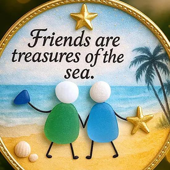 Friendship Sea Glass Christmas Ornament Round/Heart Shaped Friendship Keepsake for Best Friends Handmade Sea Glass Art Hanging Ornament