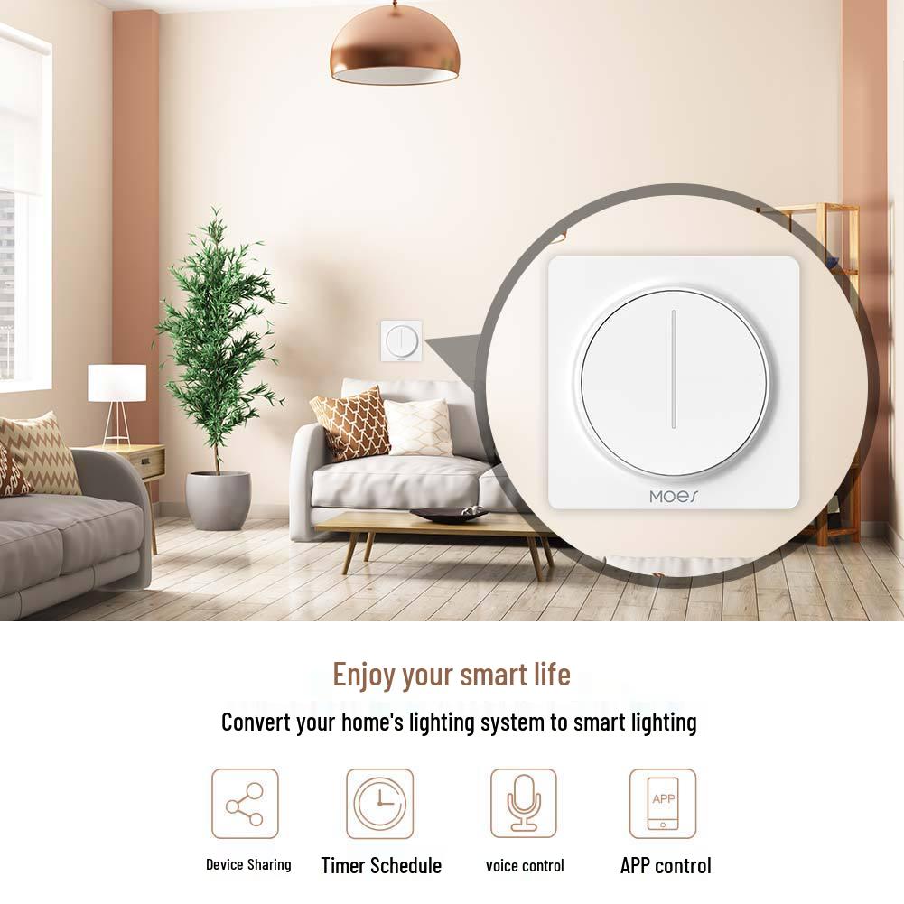 Zigbee Tuya Stepless Dimming Smart Home Rotary Switch with APP & Voice Control