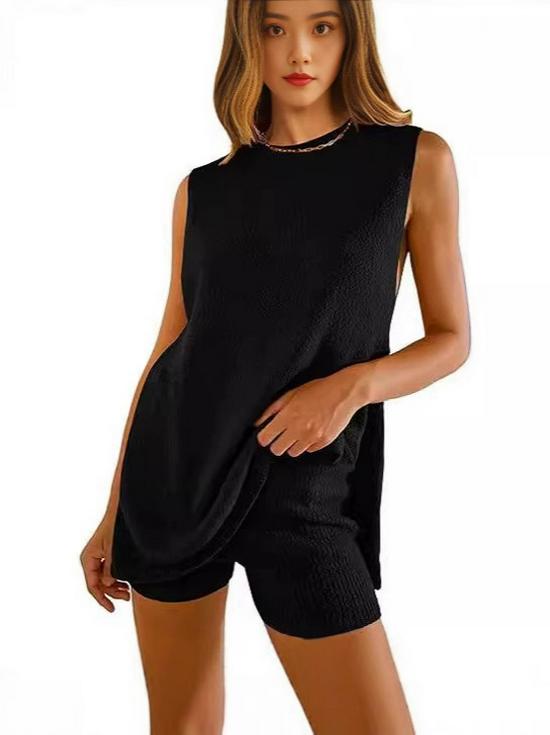 Women's 2025 Summer Knitwear Two-Piece Set: European & American Loose Fit Sleeveless Sweater