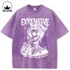Teure Talks Back Trinken Totenköpfe Design Damen Gewaschene Löcher T-Shirts Rundhals Sport T-Shirt Locker Sommer Oberteile Baumwolle