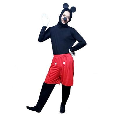 [TUISKU] Halloween Costume Mickey Mouse Full Body Tights Black Cosplay Headband Set Choice of Sizes (Large)