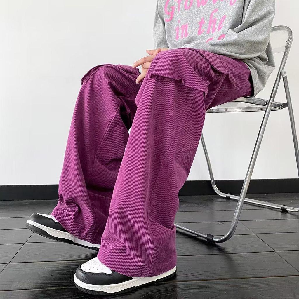 Overalls Men's Trendy Brand Spring and Autumn New Loose Straight Corduroy Casual Sweatpants