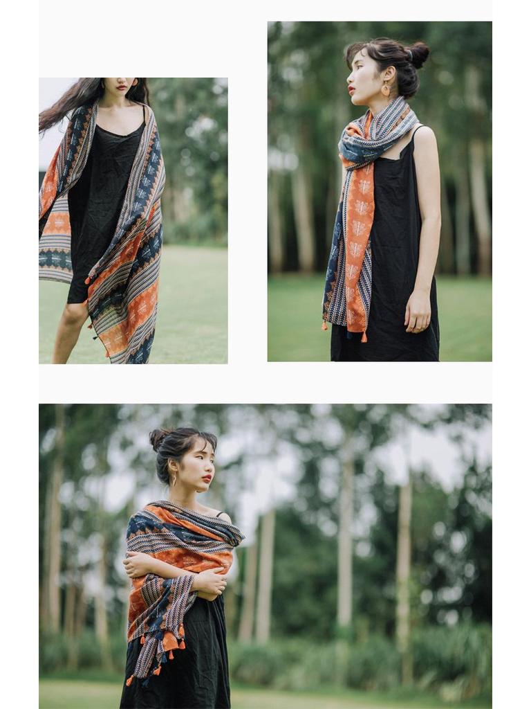 Women's Ethnic Style Summer Scarf: Yunnan Xinjiang Tibet Cotton Linen Silk Sunscreen Shawl