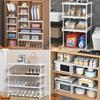 Retractable Wardrobe Partition: Layered Shelf & Shoe Cabinet Organizer