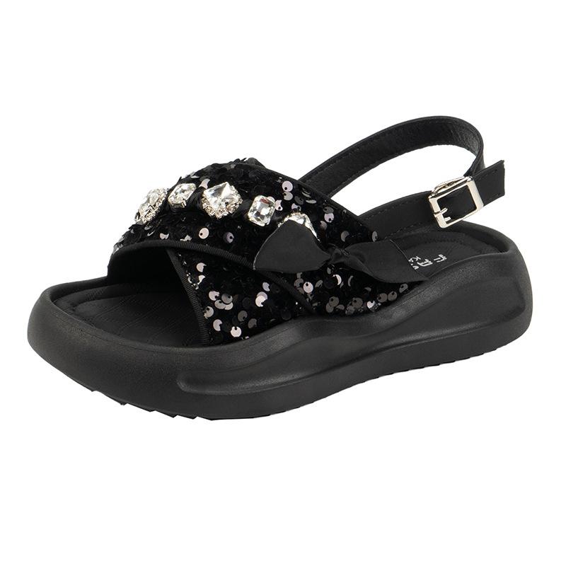 Platform silver sequined cross cool slippers fairy fairy shoes outer wear 2025 new summer French with skirt slippers