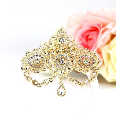 Farbige Kristall-Brosche, Damen-Anhänger, goldfarben, böhmische Hochzeitsschmuck-Brosche