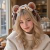 Big Bow Lolita Headband Fluffy Plush Cosplay Hair Accessory Casual Bear Ear Headband  Halloween