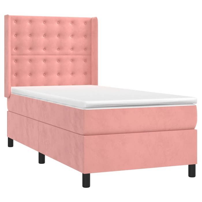 Maison Exclusive - Sommier à lattes de lit matelas et LED Rose 90x190 cm Velours