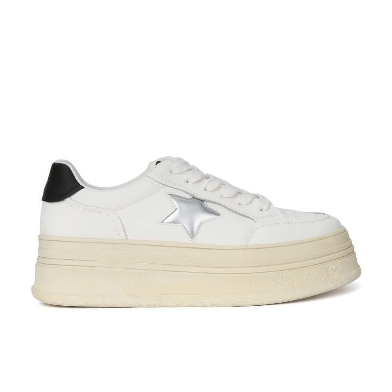 Muffin thick-soled star little white shoes women's spring new versatile small sports inner height increase casual board shoes