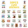 50 Cute Cartoon Animal Humorous Text Graffiti Stickers Creative Decoration Handmade Stickers