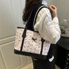 Niche design bow tote bag women's 2 new large-capacity pink shoulder bag commuter versatile underarm bag