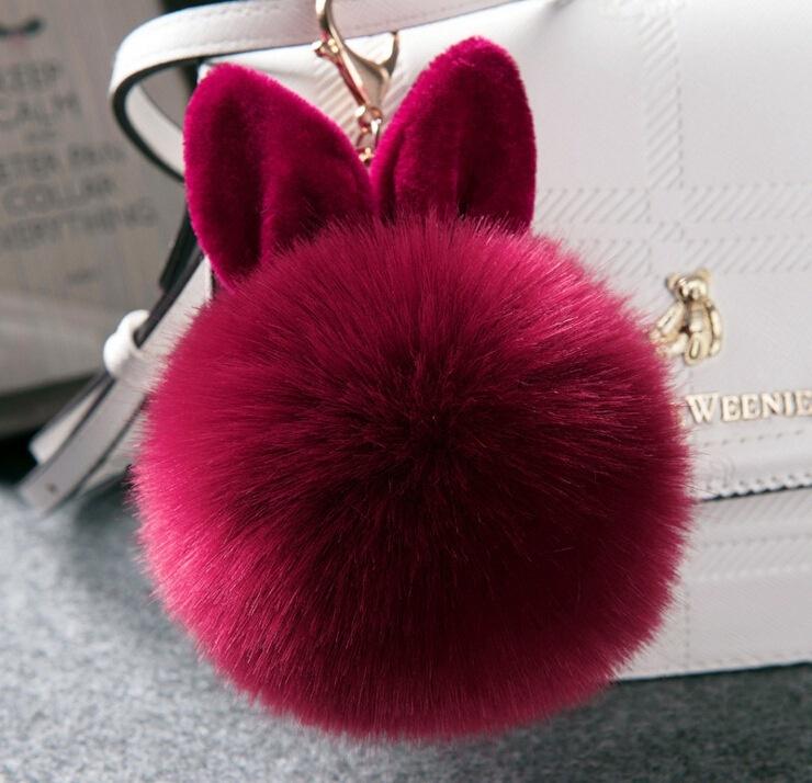 New Fluffy Bunny Toys Ear Keychain Rabbit Chain Fur Woman Bag Charms Keyring Car Pendant Holder Jewelry