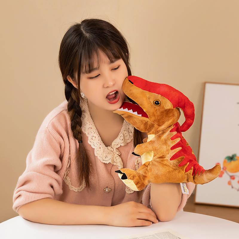 Dinosaur Plush Puppet Spinosaurus Triceratops Tyrannosaurus Cartoon Dino Animal Plushie Small Tell Story Interactive Prop Gift