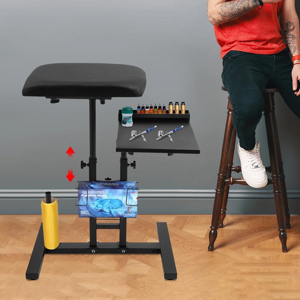 Adjustable & Foldable Tattoo Workbench Stand - Oversized Arm Rest with 360° Rotating Table for Tattoo Artists & Professionals