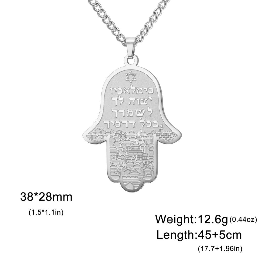 Jeshayuan NEW Hamsa Hand of Fatima Pendant Necklace For Women Jerusalem Hebrew Stainless Steel Men Necklaces Party Jewelry Gift