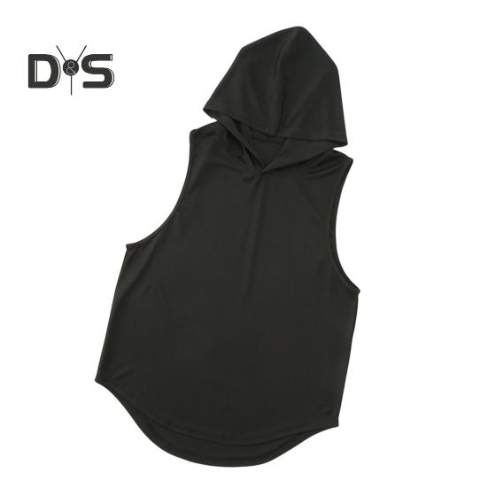 Herre Sportsvest Tynn Løs Hette Hurtigtørkende Ensfarget Lett Elastisk Basketball Jogging Gym Trening T-skjorte