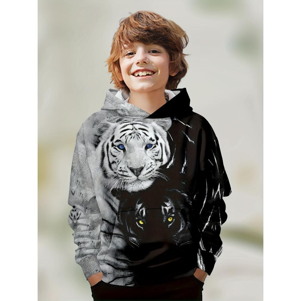 Kids Clothes Boys Hoodies Long Sleeve 3D Tigers Print Children Spring Fall Clothes Casual Outdoor Stylish Boy Girl Clothes Tops