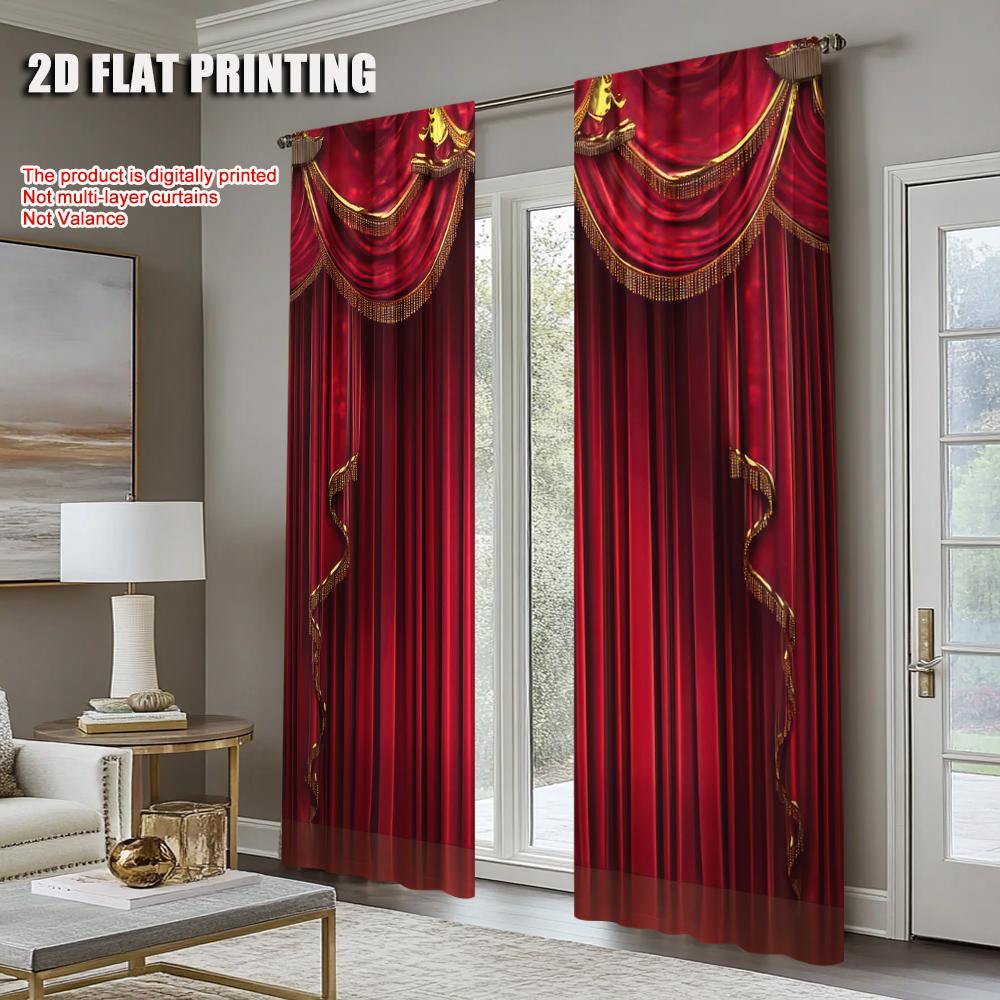 Red Curtains Privacy Perfect Bedroom Living Room Decor Fashion Decorative Curtain Light Blocking Set Of 2 Made Polyester Machine Washable Great