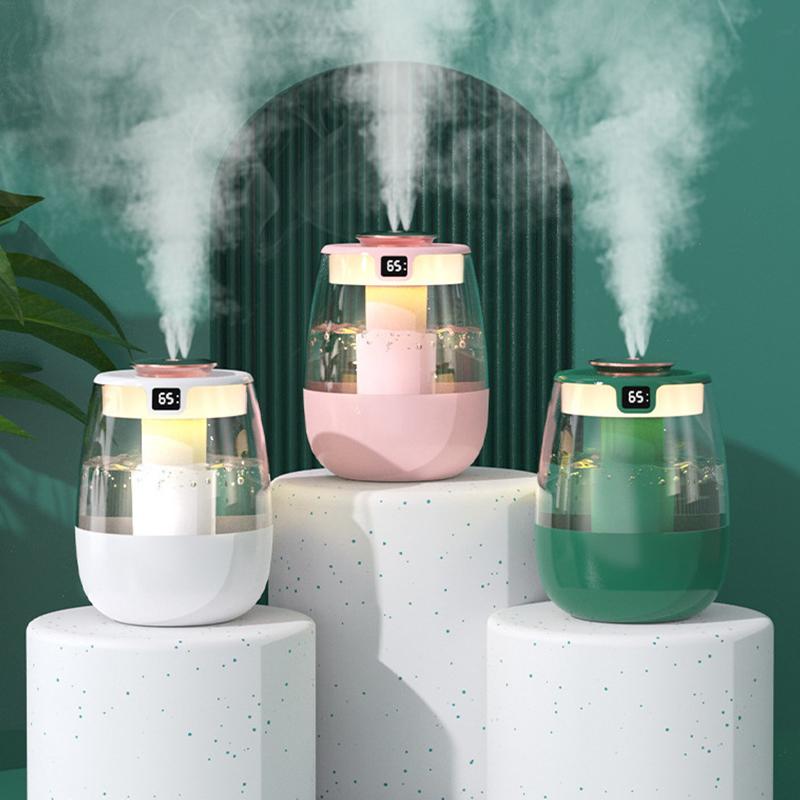 Air Humidifier 1300Ml Aroma Humidifier Double Spray Port Essential Oil Diffuser Usb Water Humidifier With Light For Home Office