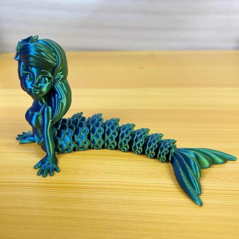 Plastic 3D Printed Mermaid Figurine Multi-jointed 6 Colors Mermaid Desktop Ornaments Movable Articulated Fidget Toy