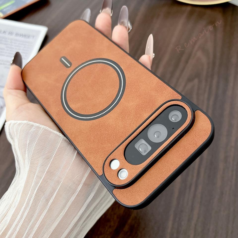 Retro Leather Magnetic Phone Case for Google Pixel 10 9 7 8 Pro XL 10A 9A 8A Armor Shockproof Protector Cover