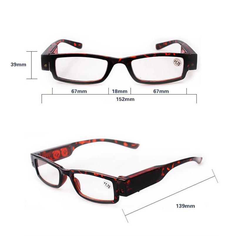 Magnifying Glasses Men Reading Glasses with Led Light Women Magnifier Light Up Night Presbyopic Glasses Diopter +1- +4