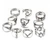 Fashion, Ethnic Style, Retro Metal Flower Leaf Twist Set, Ten-piece Set Ring