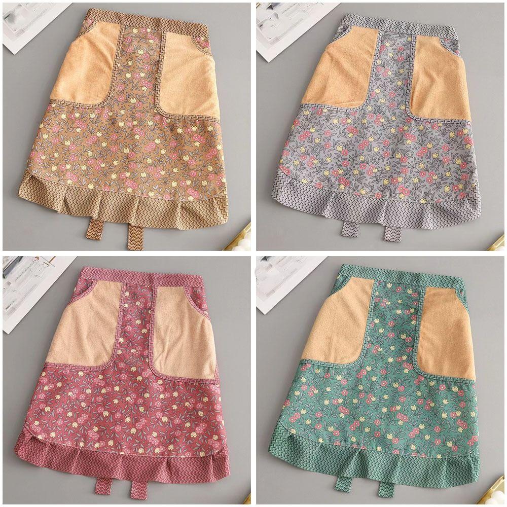 Anti-fouling Work Clothes Flower Cooking Half-waist Apron Fashion Half-length Apron  Cooking