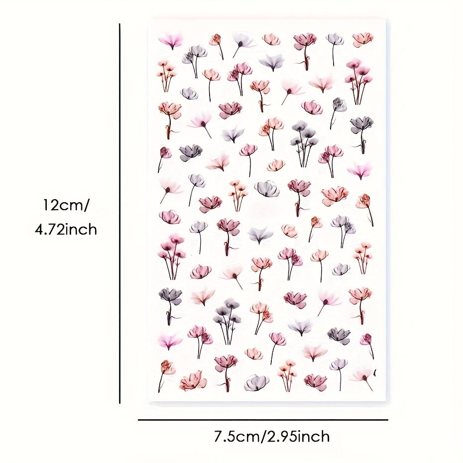 1 Sheet Gradient Bloom Ink Flower Nail Art Stickers Self-Adhesive Watercolor Floral & Leaf Design Decals for Elegant Manicures Nail Stickers