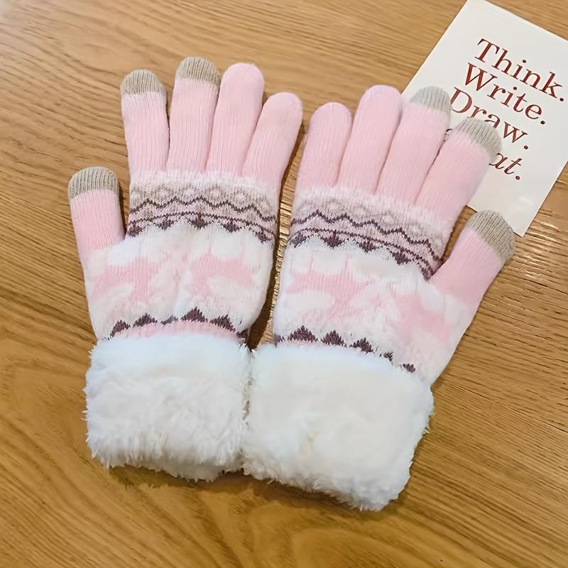 

Women s Winter Thermal Touchscreen Gloves Cute Fleece-Lined Design with Snowflake & Cable Patterns Elastic Fit Cold Weather Gear