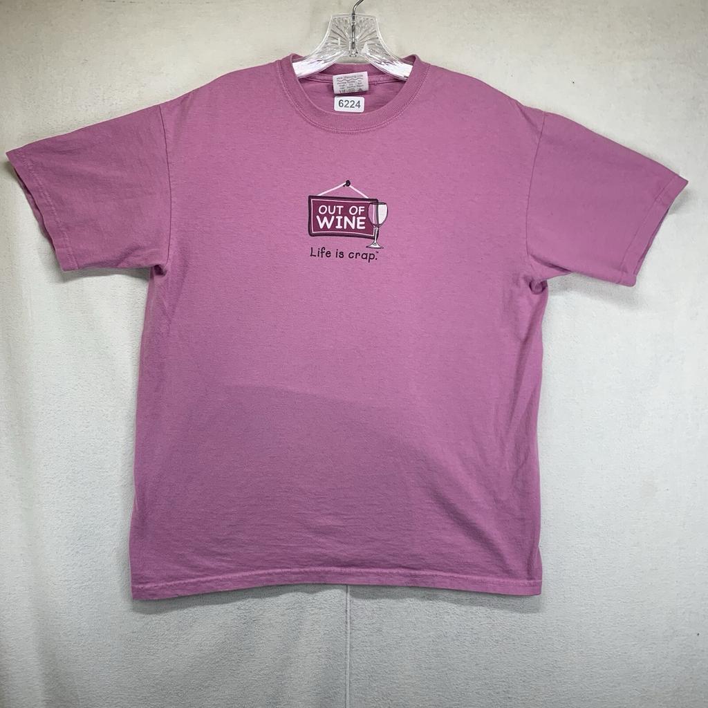 Women’s Funny T Shirt Size Medium OUT OF WINE LIFE IS CRAP Humor Light Purple
