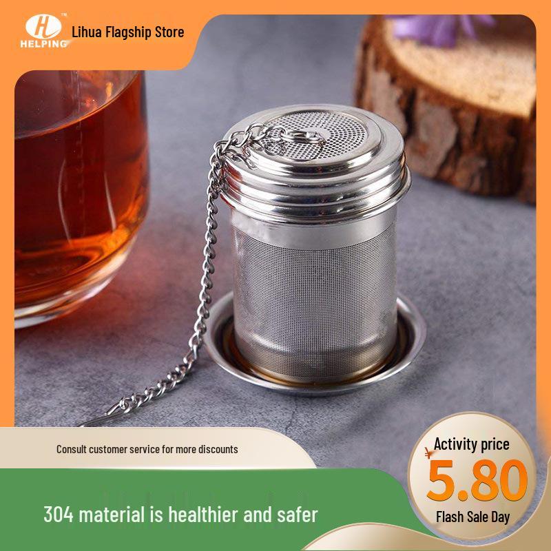 

Modern Minimalist 304 Stainless Steel Round Tea Infuser & Strainer Cylindrical Tea Infuser (with Base Plate) серебряный