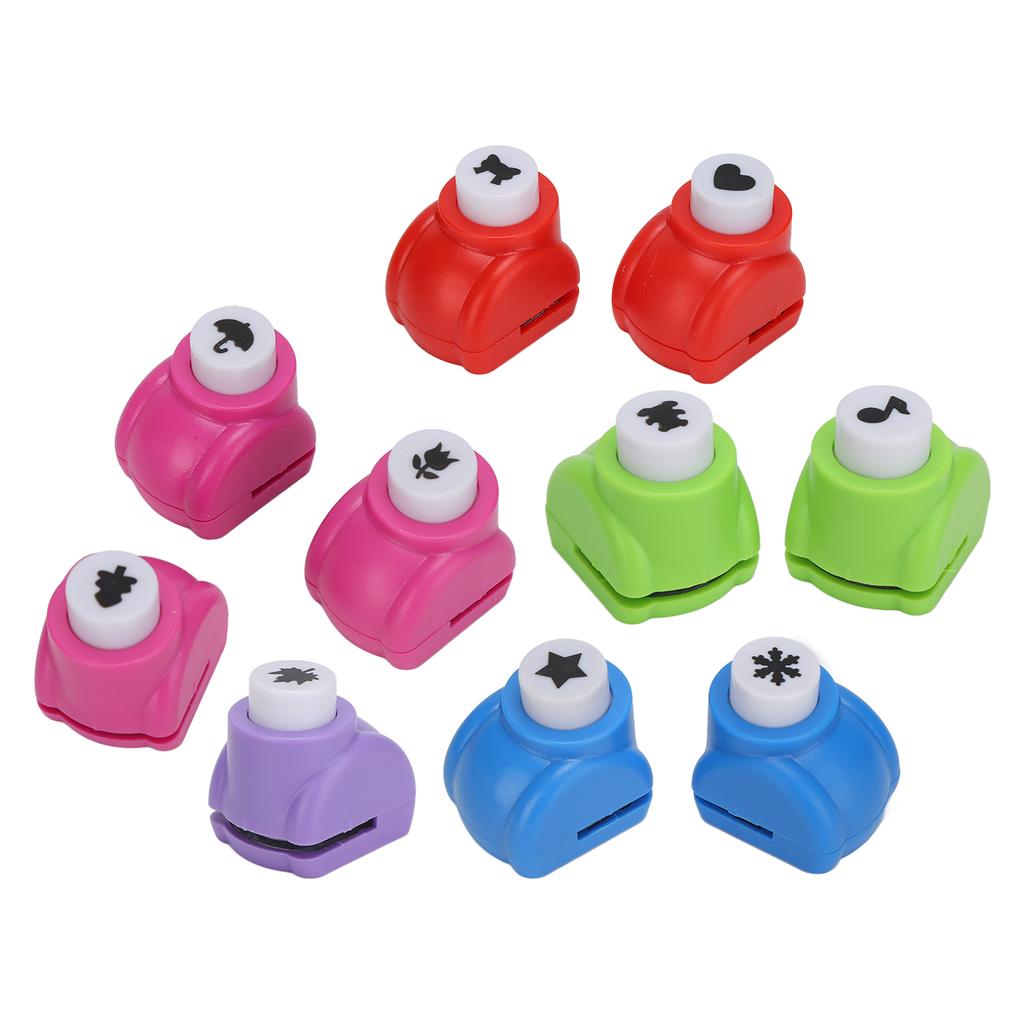 10pcs Hole Puncher Different Patterns Easy Operation Multifunctional Portable Punch Craft Set